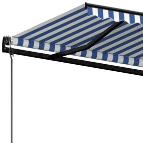Tenda da Sole Retrattile Automatica 600x350 cm Blu e Bianca
