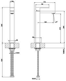 Miscelatore lavabo alto senza scarico cromo rettangolo 11922 gessi