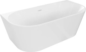 Mexen Oval vasca da bagno freestanding a parete 160 x 80 cm, bianca, troppopieno bianco - 52671608000-20