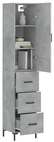 Credenza grigio cemento 34,5x34x180 cm in legno multistrato