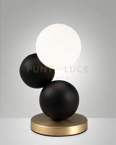 Micky lampada da tavolo nera 1 luce in metallo vetro legno attacco ...