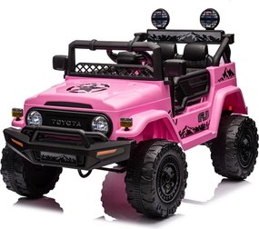 Macchina Elettrica per Bambini Fuoristrada Toyota Fj Cruiser 12V Telecomando Ruote in Gomma e Sedile in Pelle Rosa...