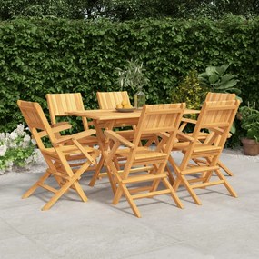 Set Da Pranzo Da Giardino 7 Pz İn Legno Massello Di Teak /
