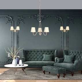 Lampadario a sospensione con catena MALBO 3xE27/15W/230V beige