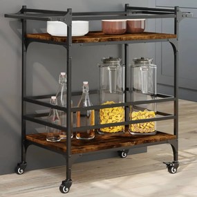 Carrello Da Cucina Rovere Fumo 82x40x78,5 Cm Legno Multistrato /