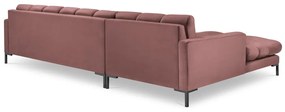 Divano angolare in velluto rosa, angolo sinistro Bali - Cosmopolitan Design