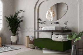 Mobile bagno caffe Verde opaco 120x50 Oasy un cassetto con top e lavabo rettangolare da appoggio