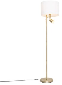 Lampada da terra bronzo con paralume bianco e luce da lettura - Jelena