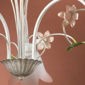 Lampadario Country charm Lampadario BOTTON D'ORO 3 - E14 bianco paralume bianco 3x E14 Ø60cm