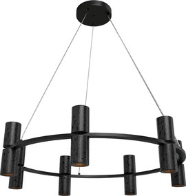 Lampadario Circolare a Sospensione 14xGU11 in Pietra Nera