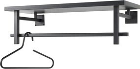 Attaccapanni da parete nero in metallo con scaffale 76 cm Simplon – Spinder Design