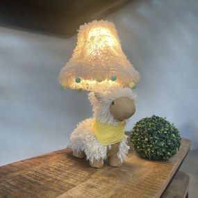 Lampada da tavolo per bambini Alpaca bianca con LED - Alma