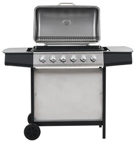 Barbecue Griglia A Gas 6 Fornelli Acciaio Inossidabile Argento /