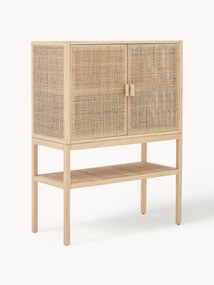 Credenza in legno di pino e rattan Sanna