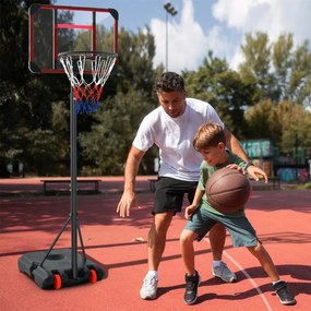 Costway Canestro da basket regolabile in altezza da 193 a 248cm, Canestro basket con ruote supporto per pallone