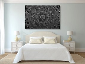 Stampa su tela – Mandala orientale in bianco e nero