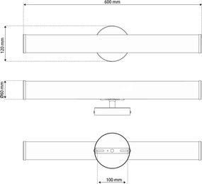 Lampada LED da Specchio 60cm 15W Cilindrica IP54 - da Muro Colore Bianco Naturale 4.000K