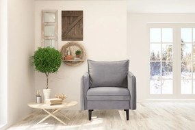 Poltrona grigia con rivestimento in velluto Juli – Ropez