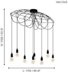 Eglo 43322 - Lampadario a sospensione con filo HOGSMILL 8xE27/40W/230V