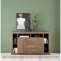 Spaziosa Credenza moderna di design a 2 ante e 3 cassetti, finitura Mercure, ZLCMADRIM07