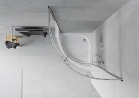 Mexen Rio cabina doccia semicircolare 70 x 70 cm, fasce bianche, cromo + piatto, bianco - 863-070-070-01-20-4710
