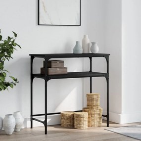 Tavolino Consolle Nero 75x35,5x75 Cm İn Legno Multistrato /