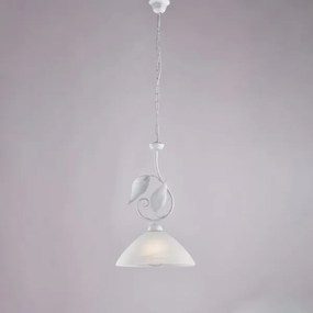 Lampadario in ferro laccato bianco con decorazione argento antico e...