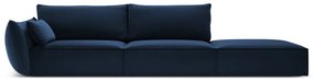 Divano blu scuro con penisola a sinistra con rivestimento in velluto 264 cm Vanda – Mazzini Sofas