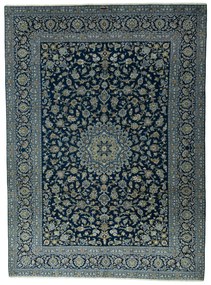 Kashan Tappeto 400x300 Blu (Iran) Annodato A Mano