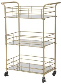 Carrello da portata a 3 piani con design Reo dorato Carrello - Mauro Ferretti