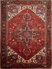 Heriz Tappeto 330 x 250 Rosso (Iran) Annodato A Mano