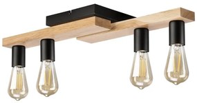 Lampadario a plafone MATTE 4xE27/15W/230V nero/quercia