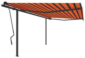 Tenda Retrattile Automatica con Pali 4,5x3,5 m Arancio Marrone