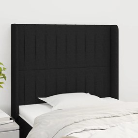 Testiera Ad Orecchio Nera 103x16x118/128 Cm İn Tessuto /