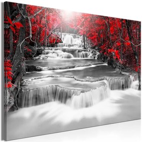 Quadro Cascade of Thoughts (1 Part) Wide Red  Colore Rosso, Dimensioni e Misure 90x60