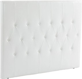 Testiera Letto Matrimoniale Imbottita Design a Bottoni 160x7x120 cm in Pelle PU Bianca...