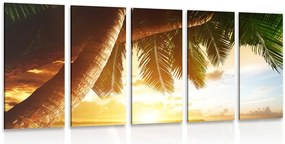 Quadri 5 pezzi – Alba sulla spiaggia caraibica