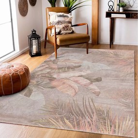 Passatoia beige lavabile 80x200 cm Dusty Leaves – Mila Home