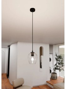 Lampadario a Sospensione in Acciaio e Vetro ISTAR Nero E27 Colore delle Sfere Trasparente