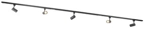 Sistema di illuminazione a binario moderno con 5 faretti nero 1 fase - Iconic Jeana