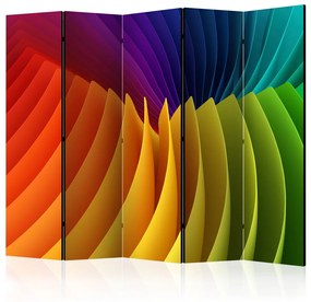 Paravento separè Onda arcobaleno II - figure geometriche colorate in onda astratta