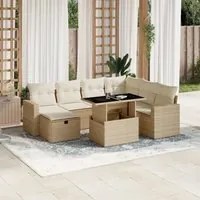 Set Divano da Giardino 8 pz con Cuscini Beige in Polyrattan 3274838