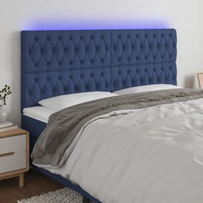 Testiera A Led Blu 180x7x118/128 Cm İn Tessuto /