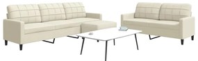 Set Di Divani 3 Pz Con Cuscini Crema İn Velluto /