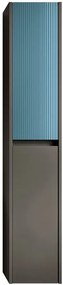 Colonna per mobile bagno Niwa 2 ante P 27 x L 30 x H 160 cm laccato opaco grigio carbone con vetro blu pacifico