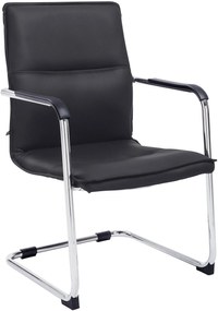 Sedia Per Visitatori Freischwinger "seattle" İn Ecopelle E Metallo Cromato - Stile E Comfort İn Una Sola Soluzione. / Schwarz
