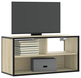 Mobile tv rovere sonoma 80x31x39,5 cm legno multistrato metallo