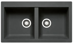 Lavello 2 vasche PYRAMIS Scirocco resina L 50 x L 86 cm nero