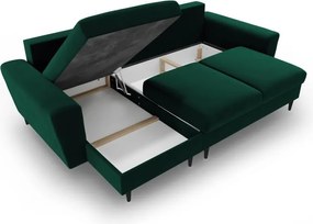 Divano angolare verde allungabile e con contenitore con rivestimento in velluto Kyoto – Cosmopolitan Design