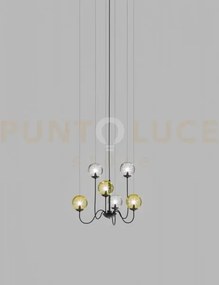 Puppet sospensione 6p multicolore 2 nero opaco 6 luci attacco g9